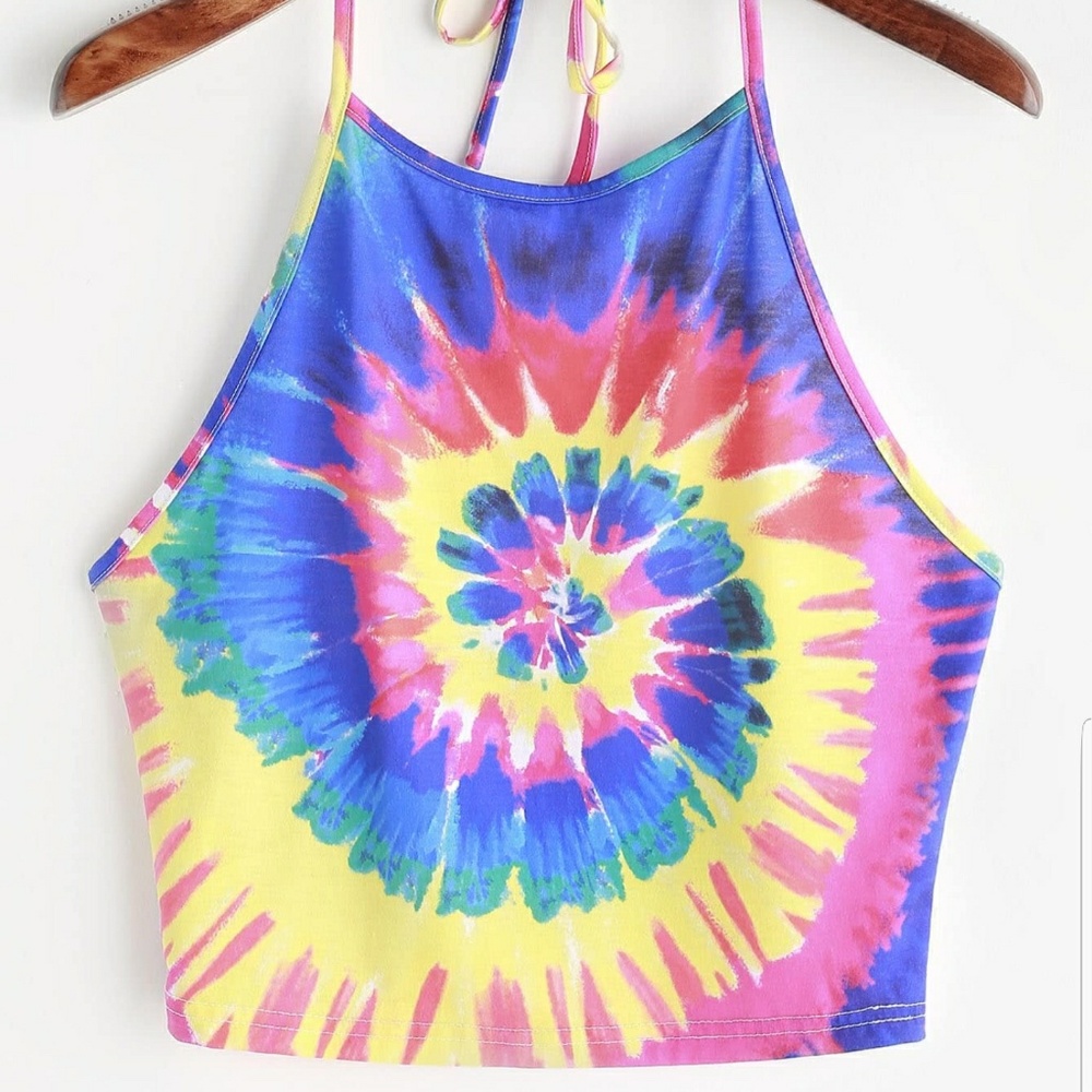 Tie dye halter crop top